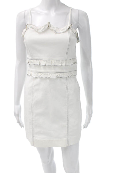 Saylor Women Bodycon Mini Dress White Sleeveless Zip Back Cotton Spandex Size S