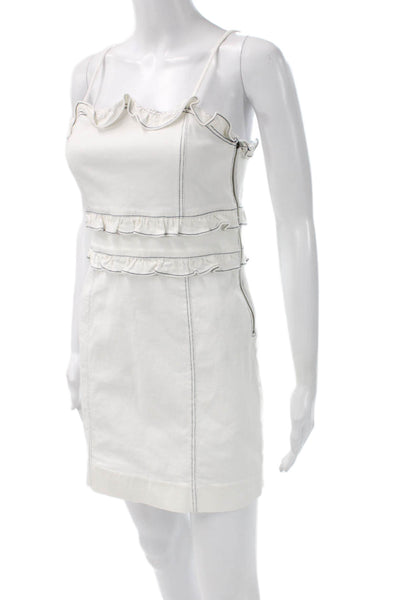 Saylor Women Bodycon Mini Dress White Sleeveless Zip Back Cotton Spandex Size S