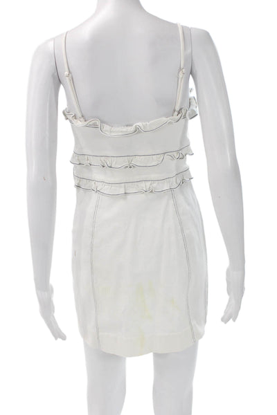 Saylor Women Bodycon Mini Dress White Sleeveless Zip Back Cotton Spandex Size S