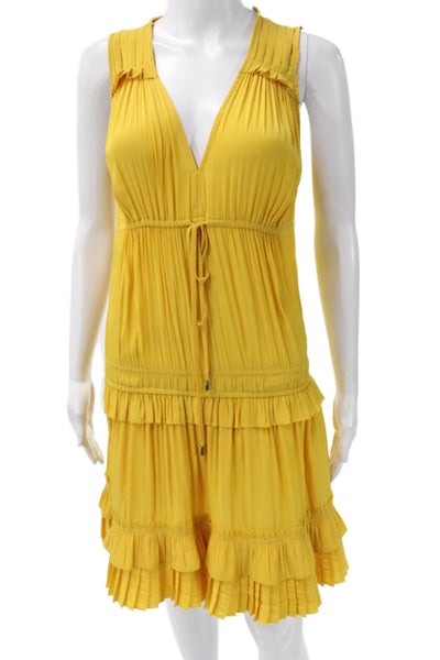 Ramy Brook Womens Sundress Yellow V-Neck Sleeveless Short Size XS