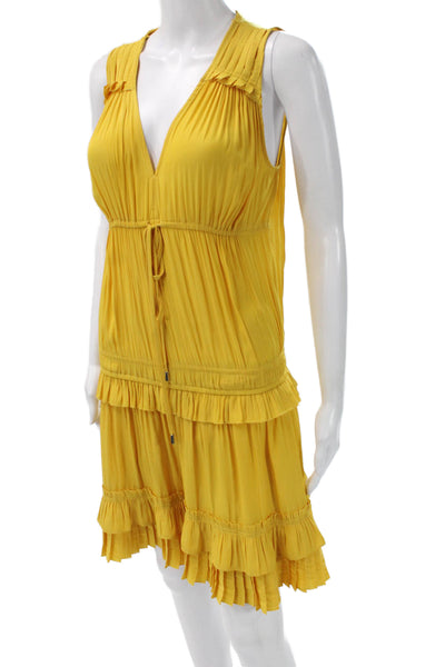 Ramy Brook Womens Sundress Yellow V-Neck Sleeveless Short Size XS