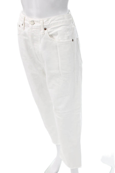 Agolde Womens Cropped Straight High Rise Jeans White Size 25