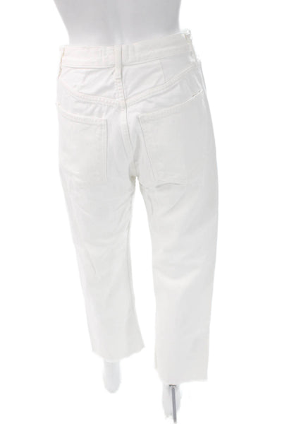 Agolde Womens Cropped Straight High Rise Jeans White Size 25