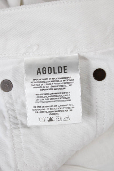 Agolde Womens Cropped Straight High Rise Jeans White Size 25