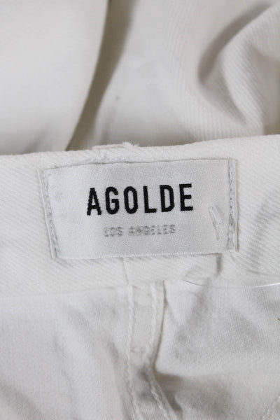 Agolde Womens Cropped Straight High Rise Jeans White Size 25