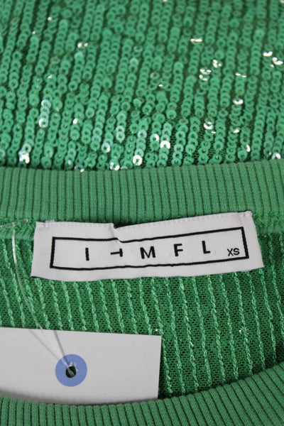 ITMFL Womens Cropped Green Polyester Crew Neck Short Sleeve T-Shirt 80s Size XS