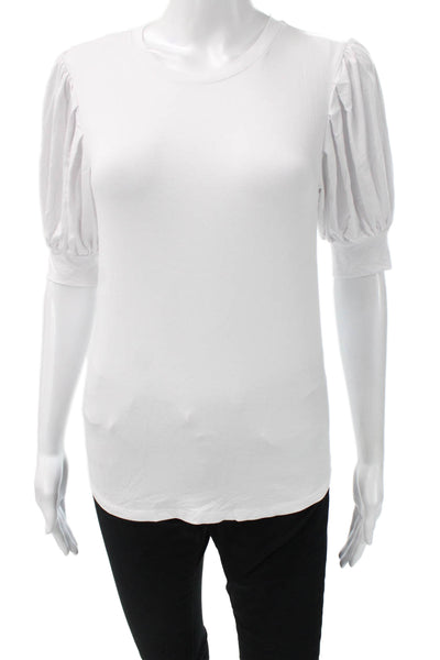 Frame Women Basic White Crew Neck Short Sleeve T-Shirt Viscose Spandex Size XS