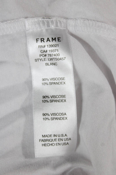 Frame Women Basic White Crew Neck Short Sleeve T-Shirt Viscose Spandex Size XS