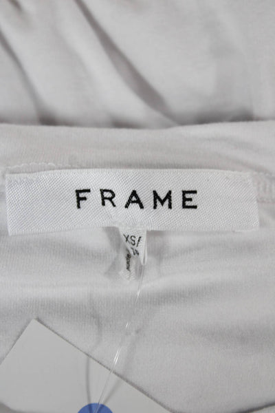 Frame Women Basic White Crew Neck Short Sleeve T-Shirt Viscose Spandex Size XS