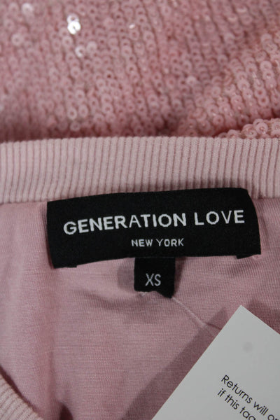 Generation Love Women Cropped T-Shirt Pink Crew Neck Short Sleeve Size XS
