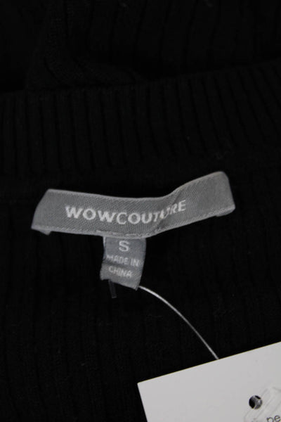 WOW Couture Women Pullover Sweater Black Poly Blend Long Sleeve Size S