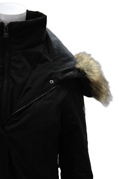 1 Madison Expedition Womens Black Parka High Neck Button Long Sleeve Size S
