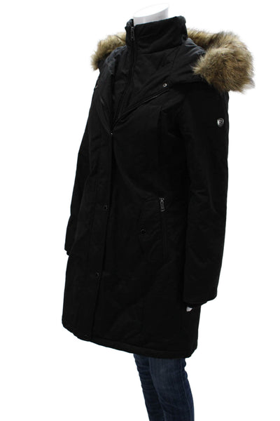 1 Madison Expedition Womens Black Parka High Neck Button Long Sleeve Size S
