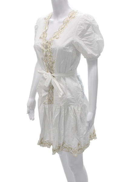 Rails Womens White V-Neck Short Sleeve Sundress Rayon Spandex Petite Size XS