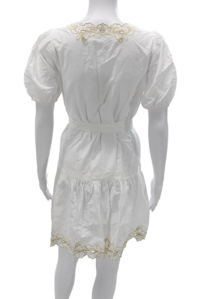 Rails Womens White V-Neck Short Sleeve Sundress Rayon Spandex Petite Size XS