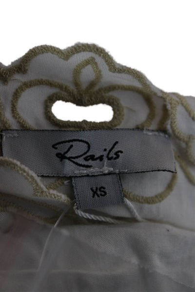 Rails Womens White V-Neck Short Sleeve Sundress Rayon Spandex Petite Size XS