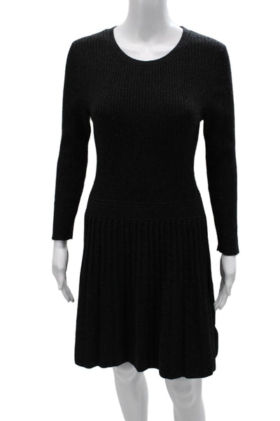 Joie Women Black Sweater Dress Knee Length Long Sleeve Wool Cashmere Size S