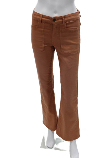 Berenice Women Brown Chino Pants Cotton Blend Button Inseam 31 Size 34