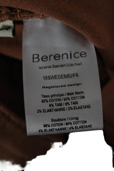 Berenice Women Brown Chino Pants Cotton Blend Button Inseam 31 Size 34