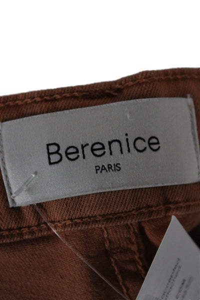 Berenice Women Brown Chino Pants Cotton Blend Button Inseam 31 Size 34