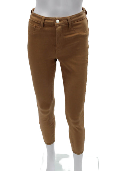 L Agence Women High Rise Ankle Cropped Jeggings Brown Size 27