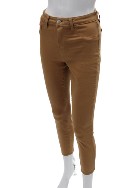 L Agence Women High Rise Ankle Cropped Jeggings Brown Size 27