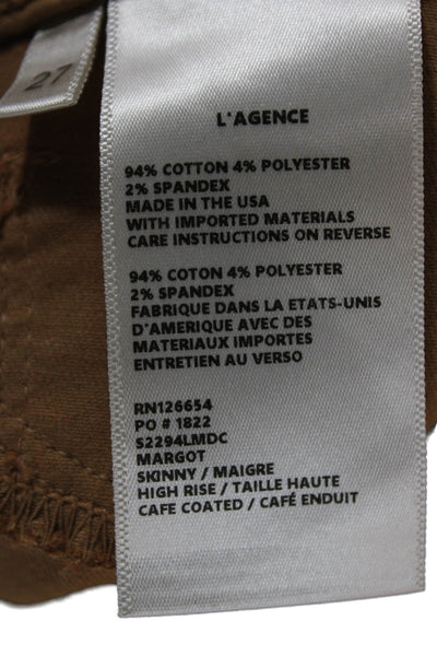 L Agence Women High Rise Ankle Cropped Jeggings Brown Size 27