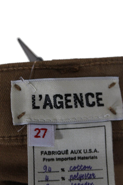 L Agence Women High Rise Ankle Cropped Jeggings Brown Size 27