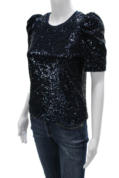 Generation Love Women Dark Blue Crew Neck Short Sleeve T-Shirt Size XS