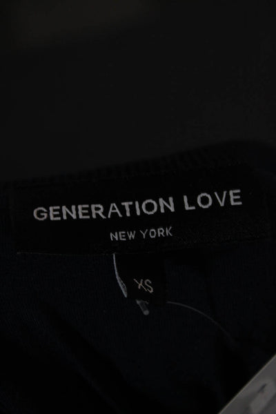 Generation Love Women Dark Blue Crew Neck Short Sleeve T-Shirt Size XS