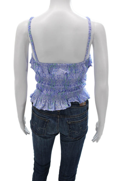 Designer Women Purple Floral Cropped Camisole Square Neck Size XS