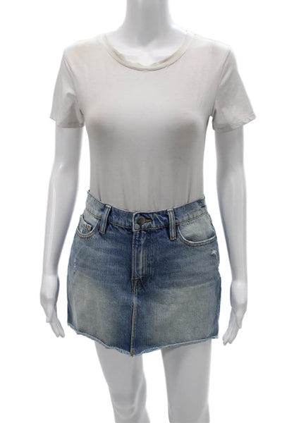 Frame Womens Mini Pencil Skirt Blue Cotton Size 25