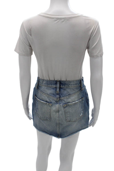 Frame Womens Mini Pencil Skirt Blue Cotton Size 25