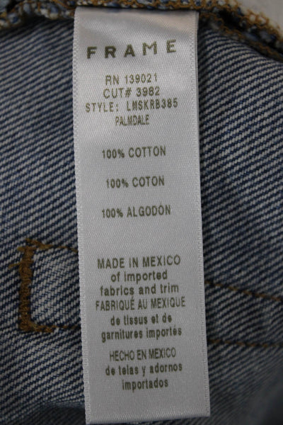 Frame Womens Mini Pencil Skirt Blue Cotton Size 25