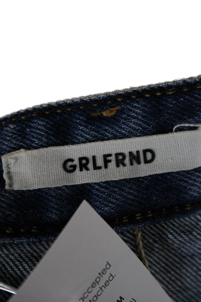 Grlfrnd Womens A-Line Mini Cotton Skirt Dark Blue Size 25