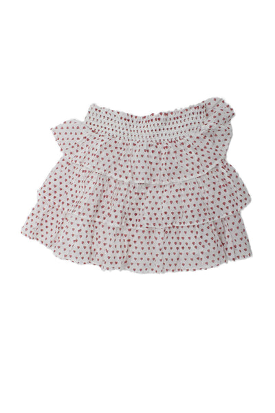 Roller Rabbit Girls Ruffle Tiered Heart Print Mini Skirt Size 2XS