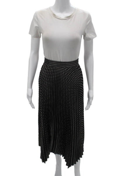 Intermix Womens Pleated Midi Skirt Black Polka Dot Polyester Size 10