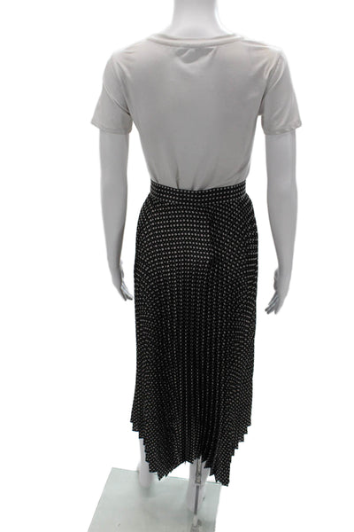 Intermix Womens Pleated Midi Skirt Black Polka Dot Polyester Size 10