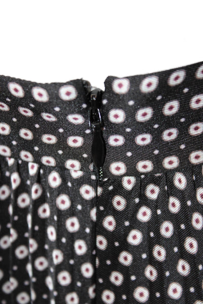 Intermix Womens Pleated Midi Skirt Black Polka Dot Polyester Size 10