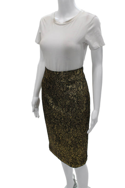 Maeve Anthropologie Womens Straight Pencil Paisley Black Polyester Skirt Size M