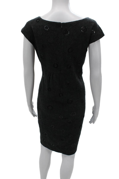 Vince Womens Charcoal Wool Sheath Sweater Dress Short Sleeve Round Neck Size 12