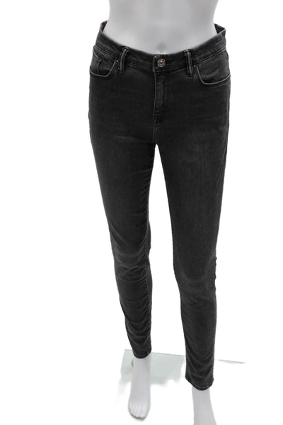 AllSaints Womens Skinny High Rise Jeans Dark Gray Button Size 31