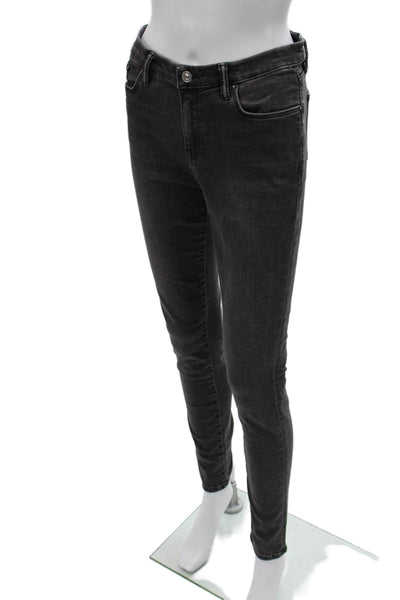AllSaints Womens Skinny High Rise Jeans Dark Gray Button Size 31