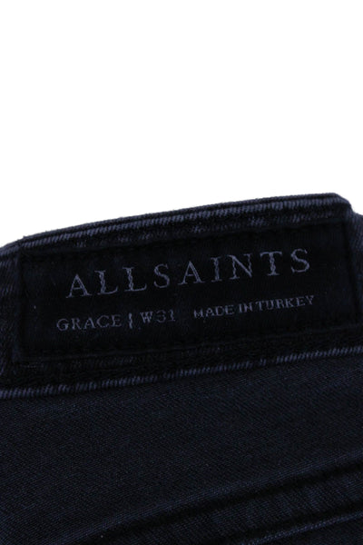 AllSaints Womens Skinny High Rise Jeans Dark Gray Button Size 31