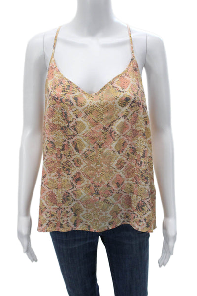 Eloise Women Sleeveless Silk V-Neck Snake Print Camisole Beige Size L