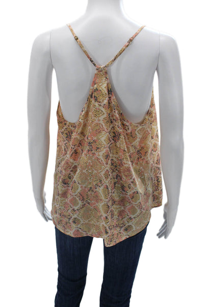 Eloise Women Sleeveless Silk V-Neck Snake Print Camisole Beige Size L