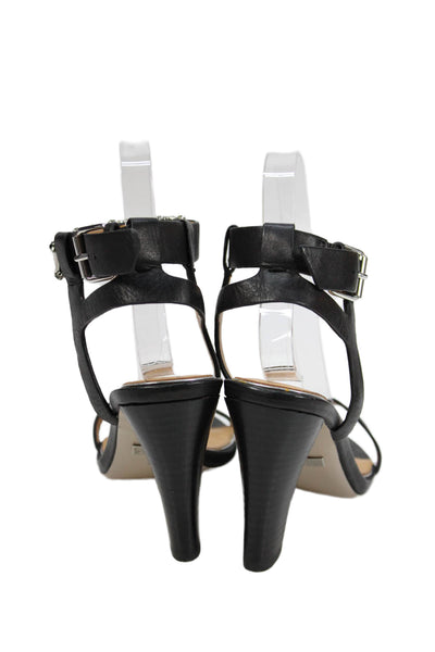 Badgley Mischka Womens Leather Ankle Strap Sandals Black Size 7M