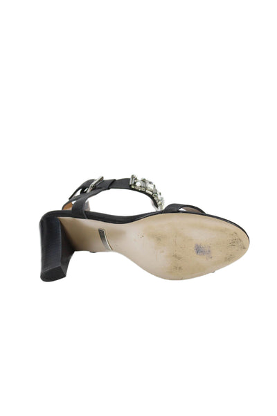 Badgley Mischka Womens Leather Ankle Strap Sandals Black Size 7M