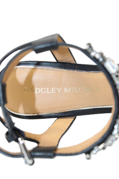 Badgley Mischka Womens Leather Ankle Strap Sandals Black Size 7M