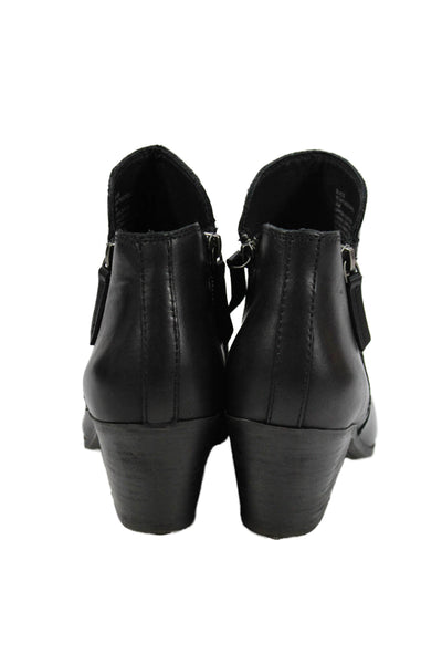 House of Harlow 1960 Womens Leather Ankle Boots Black Size 10M